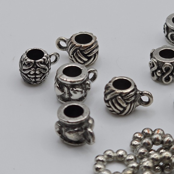 Silver Tone Beads Angels Pumpkins Snowman‎ Ghost Hearts Jewelry *Lot of 45* - Picture 3 of 11
